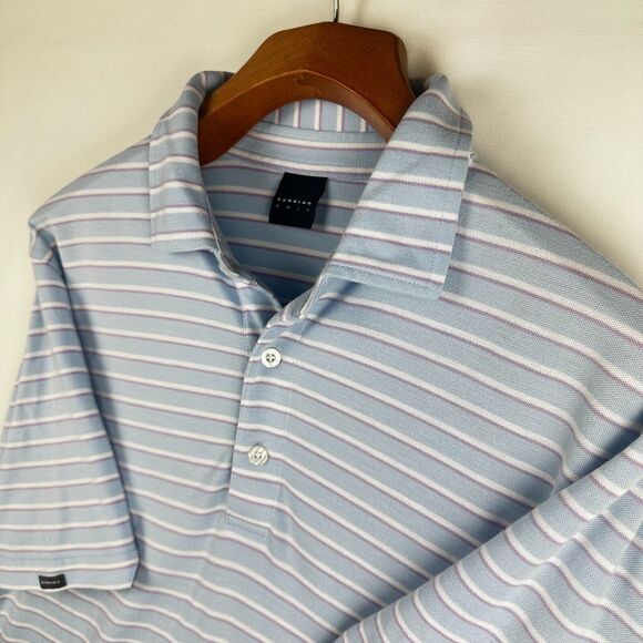 Dunning Men's Size M Performance Golf Polo Shirt Striped Short Sleeve Collared - Picture 5 of 10